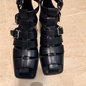 Zara Black Buckle Strap Sandals